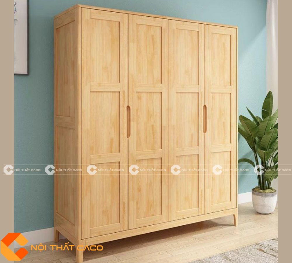 Tủ quần áo gỗ tự nhiên thiết kế tinh tế TATN012